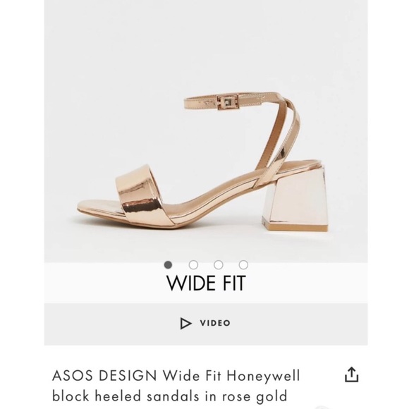 ASOS Design Wide Fit Honeywell Rose Gold Barely There Block Heel Sandals - Picture 3 of 8